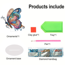 Carica l'immagine nel visualizzatore di Gallery, Fiore farfalla - Ornamento da tavolo con diamante acrilico forato su un lato