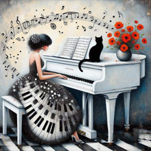 Carica l'immagine nel visualizzatore di Gallery, La ragazza del pianoforte- Diamond Painting-40x40cm