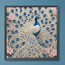 Carica l'immagine nel visualizzatore di Gallery, White peacock Partially specially shaped Diamond painting-30x30cm