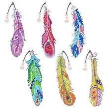 Carica l'immagine nel visualizzatore di Gallery, Segnalibro a forma di piuma con pittura a diamante 6 pezzi