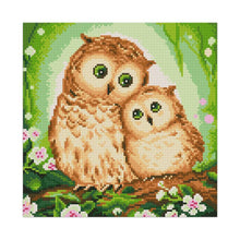 Carica l'immagine nel visualizzatore di Gallery, Due gufi - diamante rotondo completo - 30x30cm