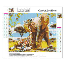 Carica l'immagine nel visualizzatore di Gallery, Elefante giraffa - diamante rotondo - 30x35cm