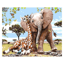 Carica l'immagine nel visualizzatore di Gallery, Elefante giraffa - diamante rotondo - 30x35cm