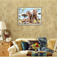 Carica l'immagine nel visualizzatore di Gallery, Elefante giraffa - diamante rotondo - 30x35cm