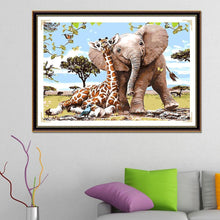 Carica l'immagine nel visualizzatore di Gallery, Elefante giraffa - diamante rotondo - 30x35cm