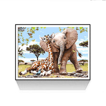 Carica l'immagine nel visualizzatore di Gallery, Elefante giraffa - diamante rotondo - 30x35cm