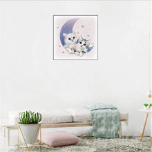 Carica l'immagine nel visualizzatore di Gallery, Carino gatti luna - diamante rotondo pieno - 25x25cm