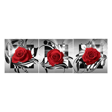 Carica l'immagine nel visualizzatore di Gallery, 3pcs/set rosa rossa - diamante rotondo - 95x34cm