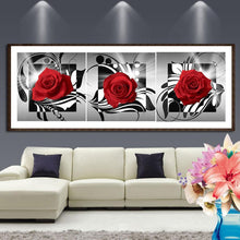 Carica l'immagine nel visualizzatore di Gallery, 3pcs/set rosa rossa - diamante rotondo - 95x34cm