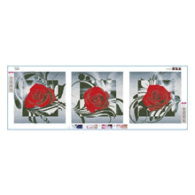 Carica l'immagine nel visualizzatore di Gallery, 3pcs/set rosa rossa - diamante rotondo - 95x34cm