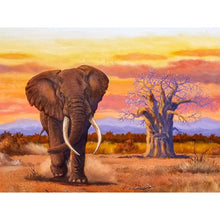 Carica l'immagine nel visualizzatore di Gallery, Elefante da passeggio - diamante rotondo - 40x30cm