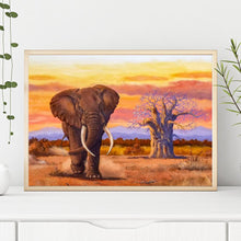 Carica l'immagine nel visualizzatore di Gallery, Elefante da passeggio - diamante rotondo - 40x30cm