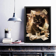 Carica l'immagine nel visualizzatore di Gallery, Denaro gatto - diamante rotondo completo - 40x30cm