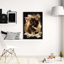 Carica l'immagine nel visualizzatore di Gallery, Denaro gatto - diamante rotondo completo - 40x30cm
