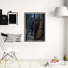 Carica l'immagine nel visualizzatore di Gallery, Gatto nero - diamante rotondo - 30x40cm