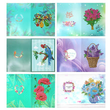 Carica l'immagine nel visualizzatore di Gallery, 6 pezzi / set Biglietti d'auguri con fiori e uccelli Pittura diamante