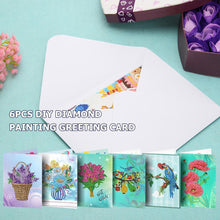 Carica l'immagine nel visualizzatore di Gallery, 6 pezzi / set Biglietti d'auguri con fiori e uccelli Pittura diamante
