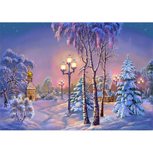 Carica l'immagine nel visualizzatore di Gallery, Paesaggio della neve - diamante rotondo - 40x30cm