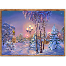 Carica l'immagine nel visualizzatore di Gallery, Paesaggio della neve - diamante rotondo - 40x30cm