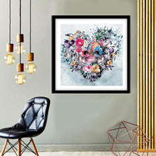 Carica l'immagine nel visualizzatore di Gallery, Fiore teschio d'amore - pittura di diamante completo - 30x30cm
