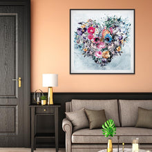 Carica l'immagine nel visualizzatore di Gallery, Fiore teschio d'amore - pittura di diamante completo - 30x30cm