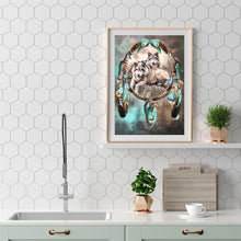 Carica l'immagine nel visualizzatore di Gallery, Wolf e dream catcher - diamante rotondo - 30x40cm
