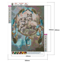 Carica l'immagine nel visualizzatore di Gallery, Wolf e dream catcher - diamante rotondo - 30x40cm