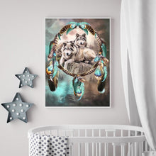 Carica l'immagine nel visualizzatore di Gallery, Wolf e dream catcher - diamante rotondo - 30x40cm