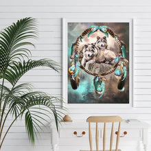 Carica l'immagine nel visualizzatore di Gallery, Wolf e dream catcher - diamante rotondo - 30x40cm