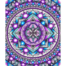 Carica l'immagine nel visualizzatore di Gallery, Mandala viola - pittura di diamante rotondo - 30x35cm