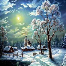 Carica l'immagine nel visualizzatore di Gallery, Scena di neve - diamante rotondo pieno - 30x30cm