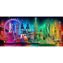 Carica l'immagine nel visualizzatore di Gallery, Vista notturna della citt¨¤ - diamante rotondo completo - 100x50cm