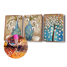 Carica l'immagine nel visualizzatore di Gallery, 3 pannelli vaso albero - diamante rotondo - 95x45cm