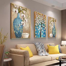 Carica l'immagine nel visualizzatore di Gallery, 3 pannelli vaso albero - diamante rotondo - 95x45cm