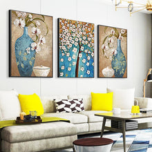 Carica l'immagine nel visualizzatore di Gallery, 3 pannelli vaso albero - diamante rotondo - 95x45cm