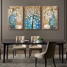 Carica l'immagine nel visualizzatore di Gallery, 3 pannelli vaso albero - diamante rotondo - 95x45cm