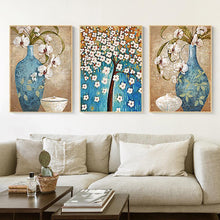 Carica l'immagine nel visualizzatore di Gallery, 3 pannelli vaso albero - diamante rotondo - 95x45cm