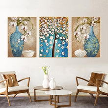 Carica l'immagine nel visualizzatore di Gallery, 3 pannelli vaso albero - diamante rotondo - 95x45cm