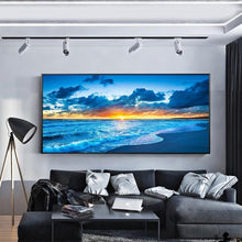 Carica l'immagine nel visualizzatore di Gallery, Alba in mare - diamante rotondo - 100x40cm