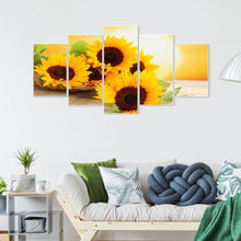 Carica l'immagine nel visualizzatore di Gallery, Girasole 5 pannello - diamante rotondo - 95x45cm