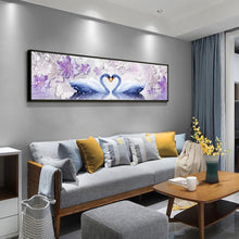 Carica l'immagine nel visualizzatore di Gallery, Swan love - diamante rotondo - 80x30cm