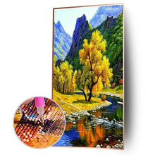 Carica l'immagine nel visualizzatore di Gallery, Albero sul lago - diamante rotondo - 45x85cm