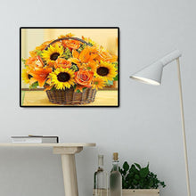 Carica l'immagine nel visualizzatore di Gallery, Cesto girasoli 50x40cm - diamante quadrato completo - 50x40cm