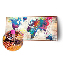 Carica l'immagine nel visualizzatore di Gallery, Mappa del mondo - diamante rotondo pieno - 80x40cm