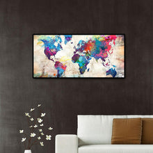 Carica l'immagine nel visualizzatore di Gallery, Mappa del mondo - diamante rotondo pieno - 80x40cm
