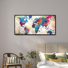 Carica l'immagine nel visualizzatore di Gallery, Mappa del mondo - diamante rotondo pieno - 80x40cm