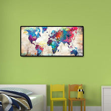 Carica l'immagine nel visualizzatore di Gallery, Mappa del mondo - diamante rotondo pieno - 80x40cm