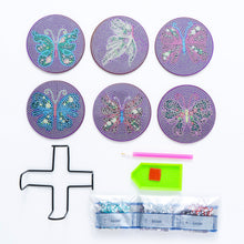 Carica l'immagine nel visualizzatore di Gallery, Mandala/Halloween/Farfalle - Tazza rotonda sottobicchiere in legno