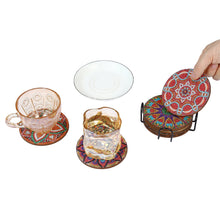 Carica l'immagine nel visualizzatore di Gallery, Mandala/Halloween/Farfalle - Tazza rotonda sottobicchiere in legno