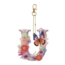 Carica l'immagine nel visualizzatore di Gallery, Portachiavi a doppia faccia con 26 fiori con alfabeto